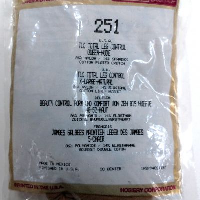 1 x Silkies Queen NUDE 251 TLC Total Leg Control USA Made Vtg